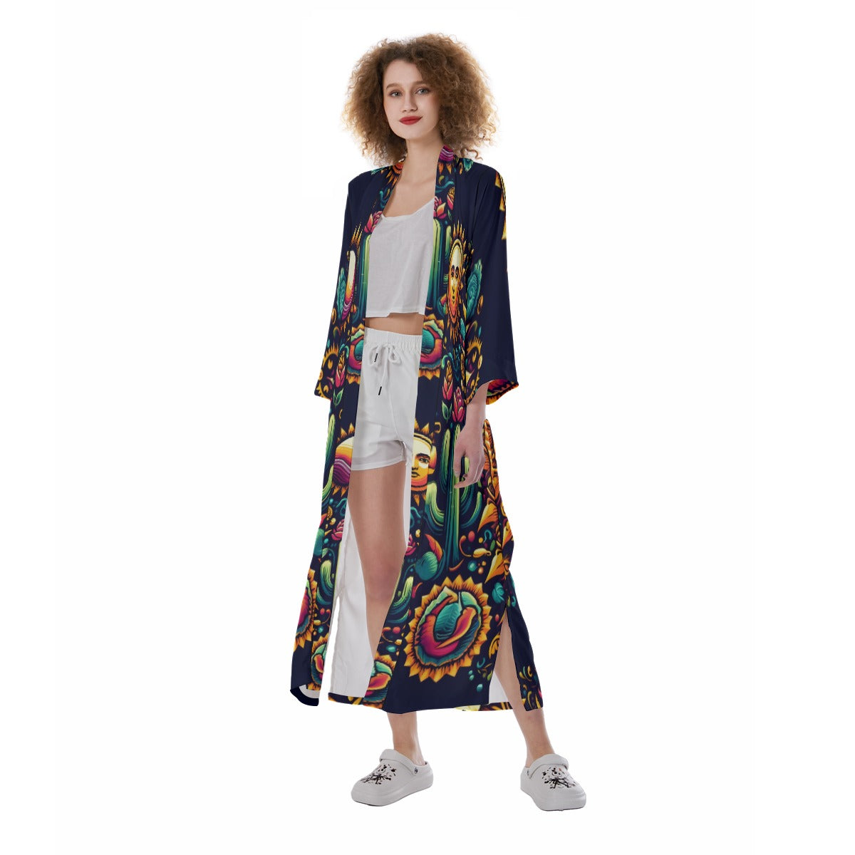 Virgen de Guadalupe - Women's Satin Kimono Long Robe